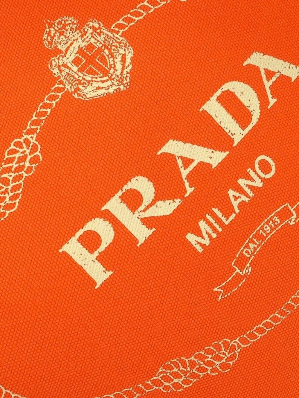 Prada Orange Canvas Canapa 2way Tote Handbag 1BG163 204 AQ00001 - Picture 5 of 10